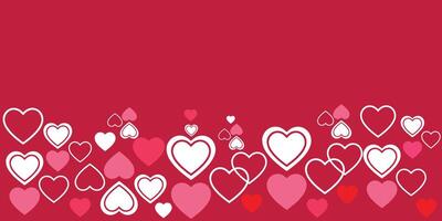 Minimalist Romantic Background with Red and Pink Hearts vector