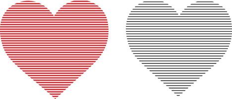 Red and Black Heart Icons with Striped Patterns vector