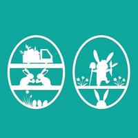 easter egg paper cut template design vector
