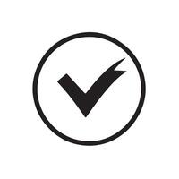 Bold Black Check Mark Inside a Circle Graphic Design Element vector