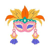 Carnival mask with feathers on white background vector