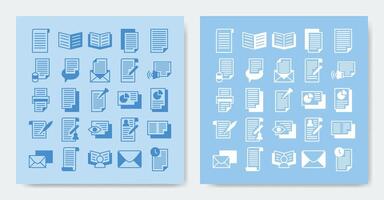 file and document icon set. Containing document, file, open book, report, register and more vector