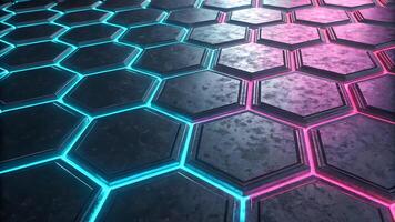 4K Abstract Hexagonal Background High Resolution Futuristic Design with Glowing Honeycomb Pattern a hexagonal pattern with neon lights photo