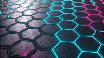 4K Abstract Hexagonal Background High Resolution Futuristic Design with Glowing Honeycomb Pattern a hexagonal pattern with neon lights on it photo