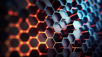 4K Abstract Hexagonal Background High Resolution Futuristic Design with Glowing Honeycomb Pattern abstract background of hexagonal pattern with glowing lights photo