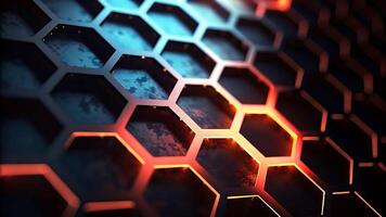 4K Abstract Hexagonal Background High Resolution Futuristic Design with Glowing Honeycomb Pattern a close up of a hexagonal pattern with glowing lights photo