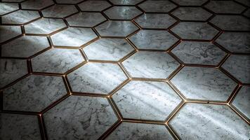 4K Abstract Hexagonal Background High Resolution Futuristic Design with Glowing Honeycomb Pattern a close up of a floor with hexagonal tiles photo