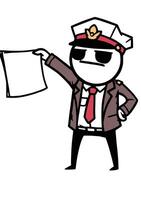 A cartoon man in a suit holding a blank sheet of paper vector