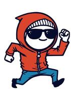 A cartoon man in a red hoodie and sunglasses vector