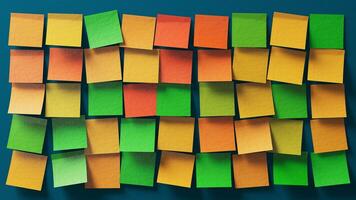 Vibrant Sticky Note Mosaic. A Colorful Display on a Dark Canvas photo