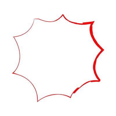 Simple Red Grunge Explosion Shape hand drawn doodle