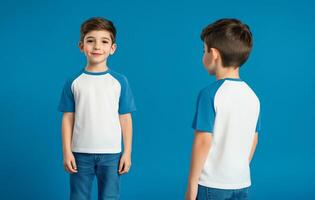 Modern Raglan Design in Blue and White for Boys photo