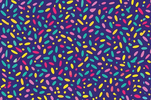 Vibrant Abstract Pattern with Colorful Shapes on a Deep Purple Background. vector