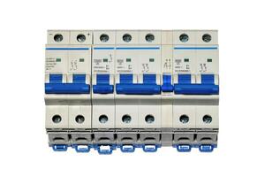 Innovative circuit breakers designed for safety and efficiency in modern electrical systems. Isolated on white background. photo