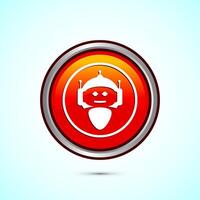 AI assistant icon design illustration. Digital or virtual assistant sign, Robot icon, Orange color round button design vector