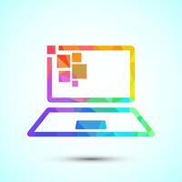 Information technology icon. Digital tech icon, low poly style vector