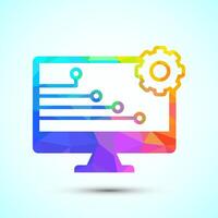 Information technology icon illustration. Digital tech icon design , low poly style vector