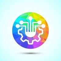 Information technology icon design. Digital tech icon illustration, low poly style vector