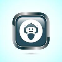 AI assistant icon design illustration. Digital or virtual assistant sign, Robot icon, Gray color square button design vector
