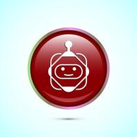 AI assistant icon design illustration. Digital or virtual assistant sign, Robot icon, Red color round button design vector
