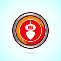 AI assistant icon design illustration. Digital or virtual assistant sign, Robot icon, Orange shadow button design vector