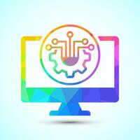 Information technology icon design. Digital tech icon, low poly vector