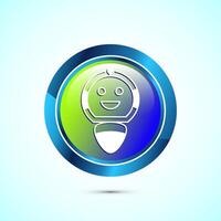 AI assistant icon design illustration. Digital or virtual assistant sign, Robot icon, Glossy round button design vector