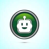 AI assistant icon design illustration. Digital or virtual assistant sign, Robot icon, Green color round button design vector