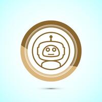 AI assistant icon design illustration. Digital or virtual assistant sign, Robot icon, Gold color button design vector