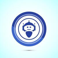 AI assistant icon design illustration. Digital or virtual assistant sign, Robot icon, Blue color button design vector