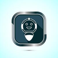 AI assistant icon design illustration. Digital or virtual assistant sign, Robot icon, Gray shadow button design vector