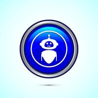 AI assistant icon design illustration. Digital or virtual assistant sign, Robot icon, Blue color round button design vector