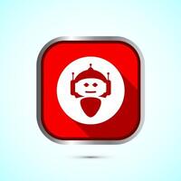 AI assistant icon design illustration. Digital or virtual assistant sign, Robot icon, Red shadow button design vector