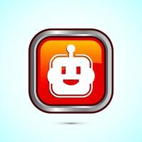 AI assistant icon design illustration. Digital or virtual assistant sign, Robot icon, Orange color square button design vector