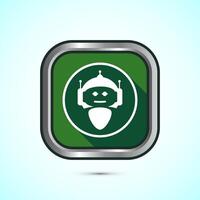 AI assistant icon design illustration. Digital or virtual assistant sign, Robot icon, Green shadow button design vector