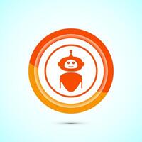 AI assistant icon design illustration. Digital or virtual assistant sign, Robot icon, Orange color button design vector