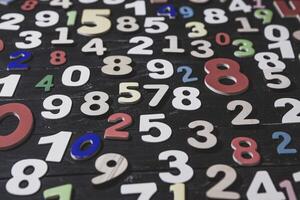 Numbers on a wooden background. The concept of education and learning. photo