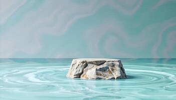 Rounded Stone Podium in Water against a Abstract Background photo