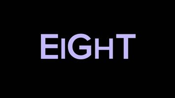 The word eight is written in purple on a black background video