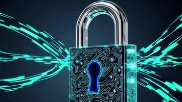 Secure Digital Lock Footage with Circuit Patterns and Light Effects video