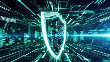 Cybersecurity Protection Footage with Digital Shield and Data Flow Effects video