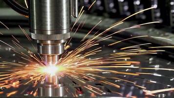 Laser Cutting Process Footage with Sparks and Precision Action video