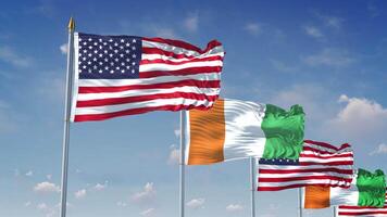 A Row Of United States And Cote d'Ivoire Flags video