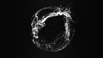 Monochromatic abstract energy sphere with flowing white lines and patterns video