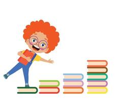 glasses and books standing on a stack of books vector