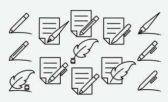 Writing and Signing Activity Icon Pack vector