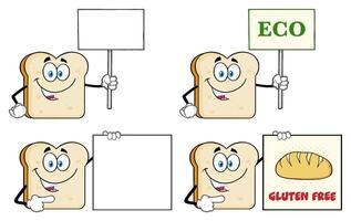 Smiling Toast Bread Character with Blank Boards and Gluten-Free Label vector