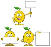 Collection of Playful Lemon Figures with Positive Energy and Fun Expressions vector