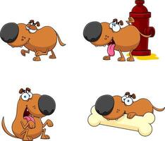 Funny Cartoon Dog Character Set with Different Expressions and Poses for Digital Illustrations and Design Projects vector