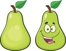 Funny Cartoon Pear Character Set with Different Expressions and Emotions vector